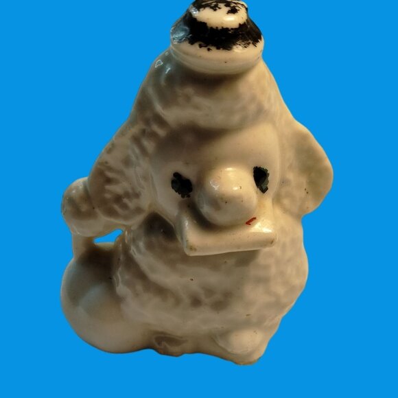 Vintage japan White Poodle Ceramic Figurine Ugly MCM - Picture 1 of 9